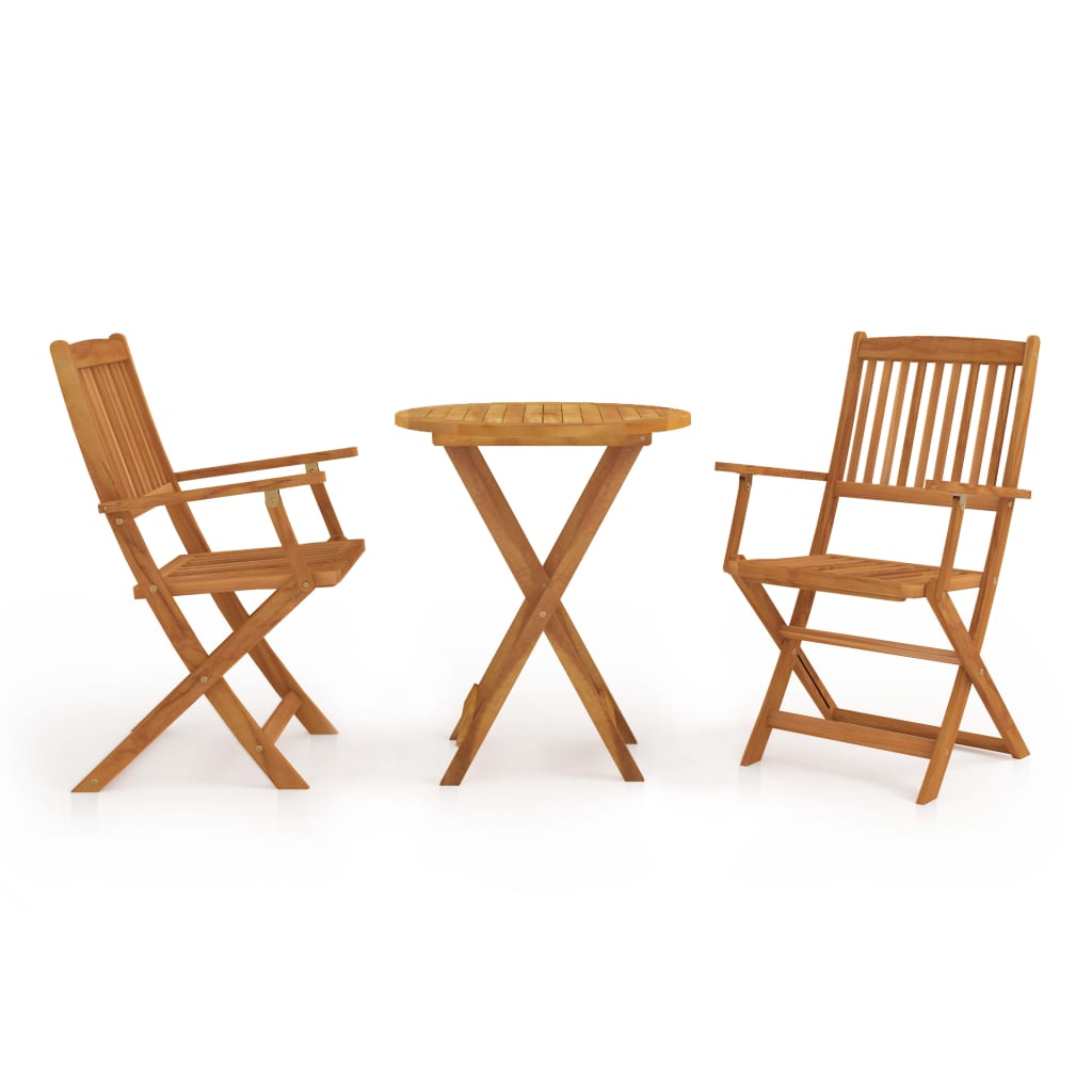 3 Piece Folding Bistro Set solid Acacia Wood - 60×74cm