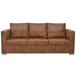 3-Seater Sofa Artificial Suede Leather