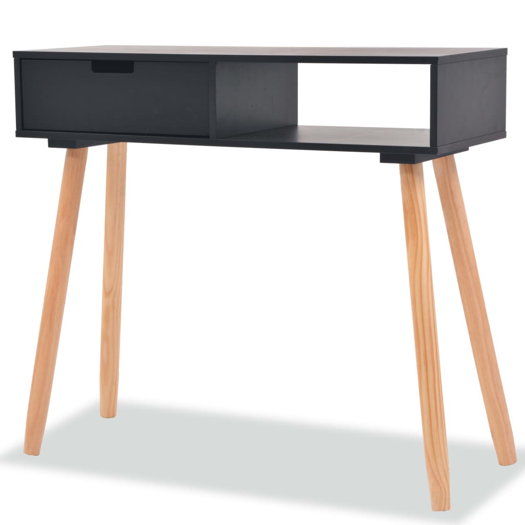 Console Table Solid Pinewood Black