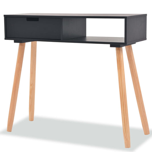 Console Table Solid Pinewood Black