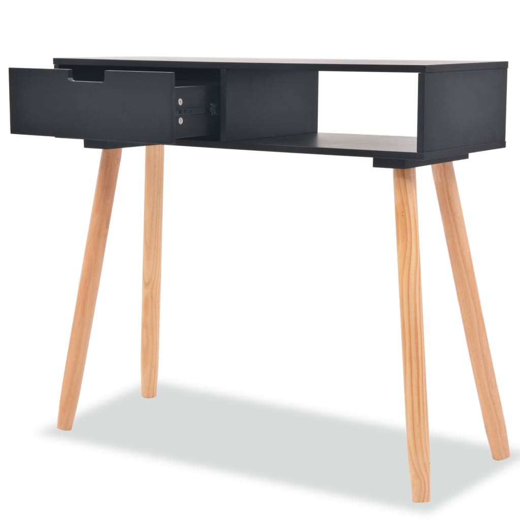 Console Table Solid Pinewood Black