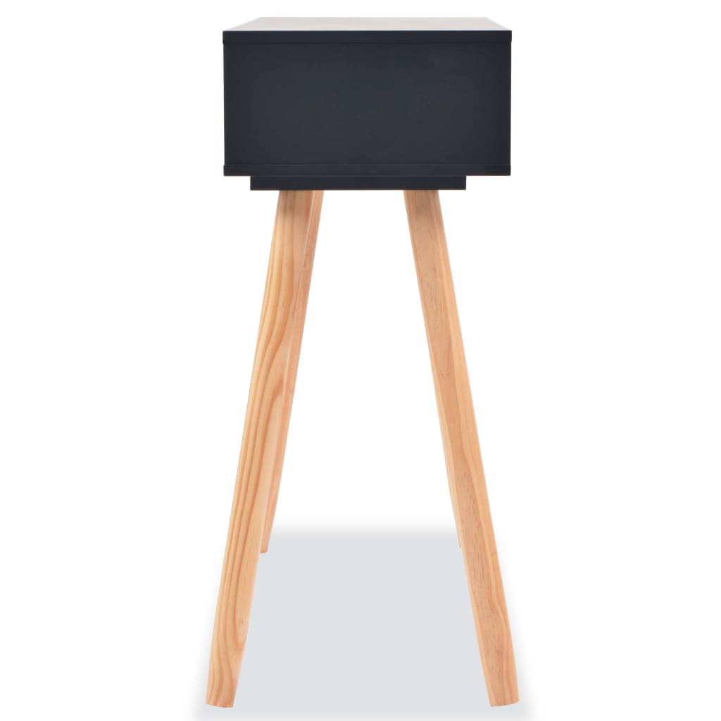 Console Table Solid Pinewood Black