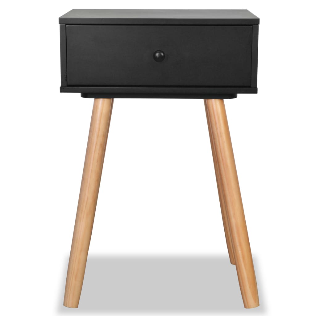 Bedside Tables 2 pcs Solid Pinewood  Black