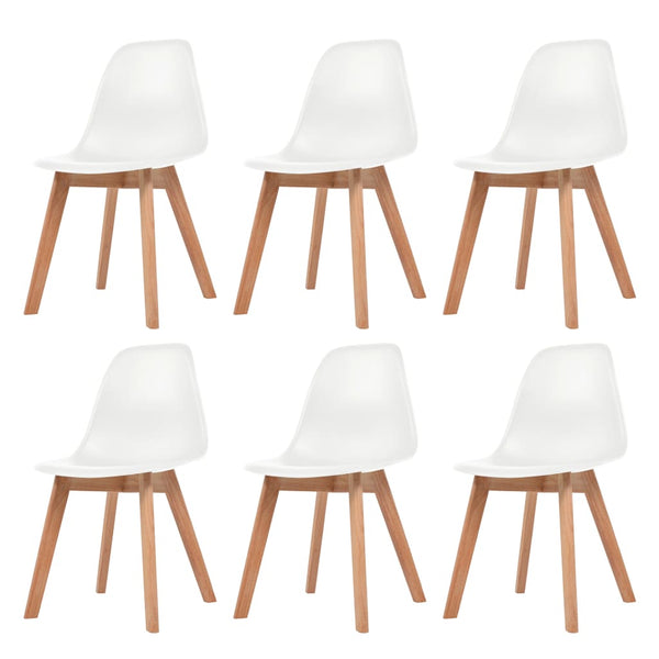  Dining Chairs 6 pcs White Plastic
