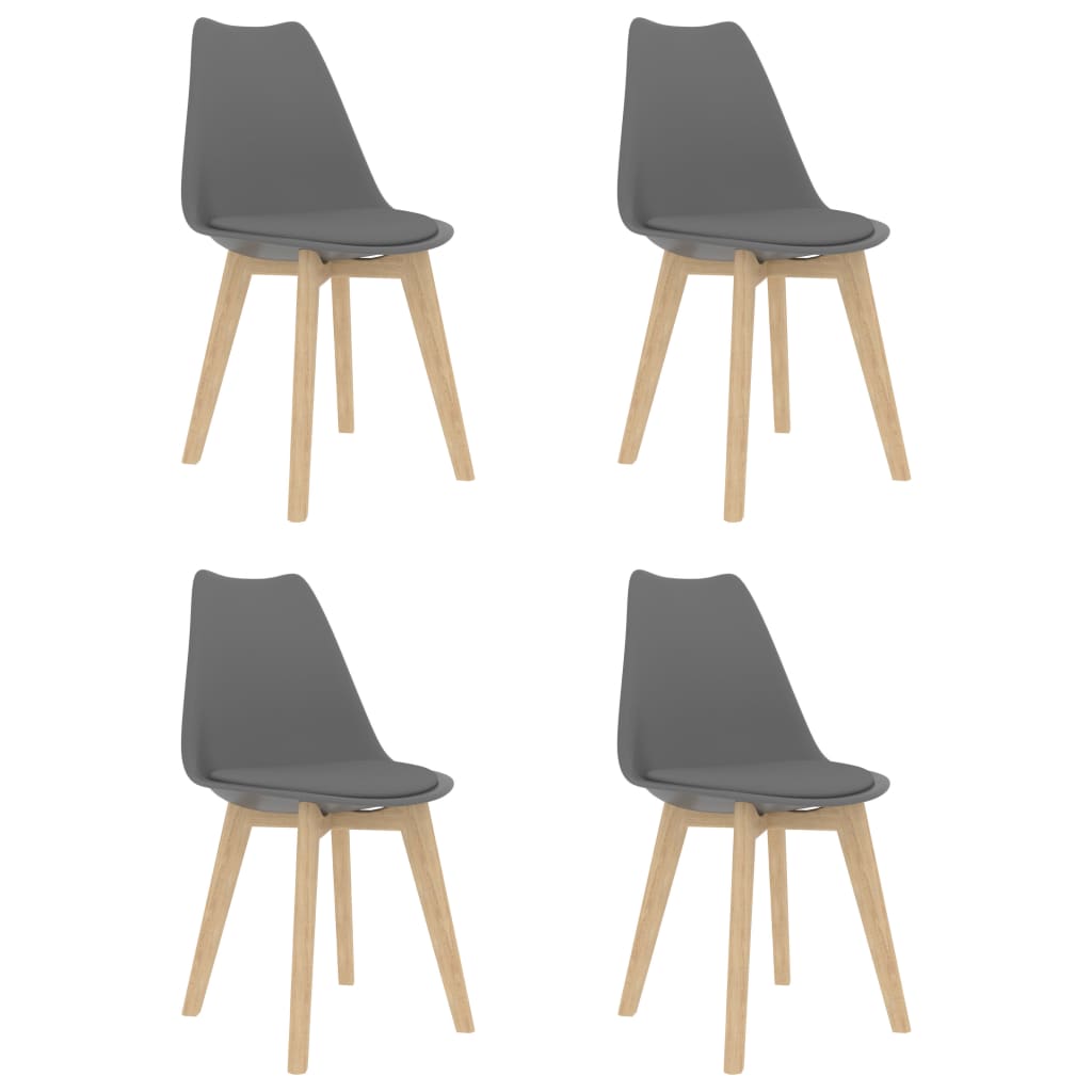 Dining Chairs 4 pcs Grey Faux Leather - 46×51×82cm