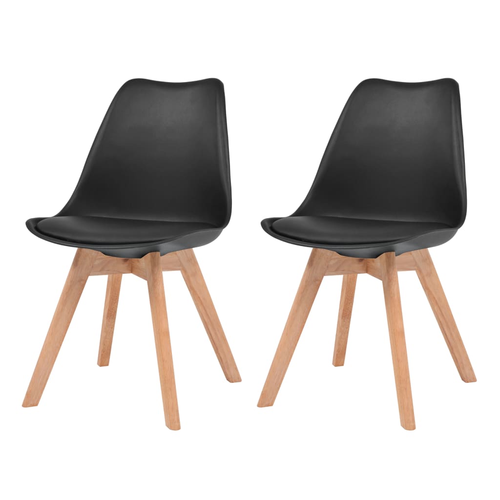 Dining Chairs 2 pcs Black Faux Leather - 48×53×83cm