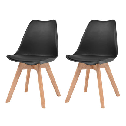 Dining Chairs 2 pcs Black Faux Leather - 48×53×83cm