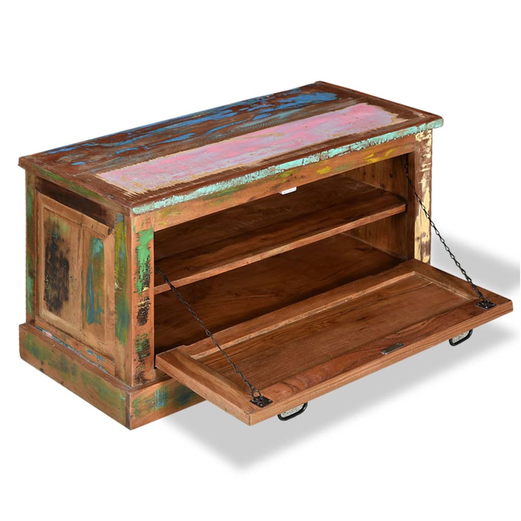 Shoe Storage Bench Solid Reclaimed Wood Entryway Hallway Organiser Seat