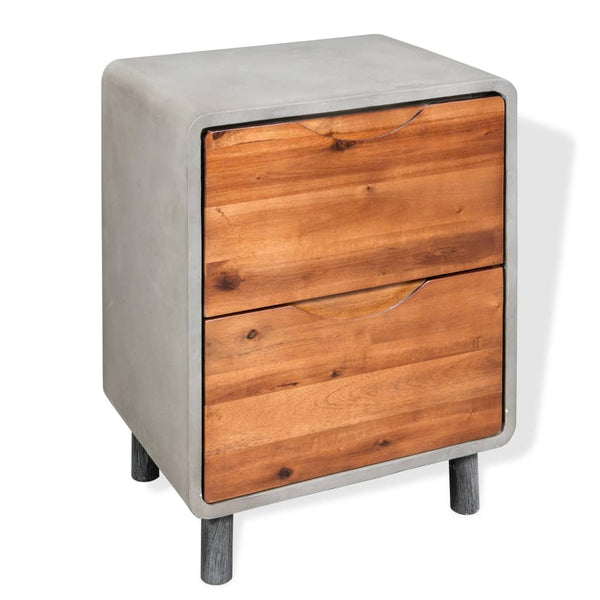  Nightstand Concrete Solid Acacia Wood