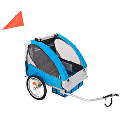 Kids' Bicycle Trailer Grey and Blue 30 kg