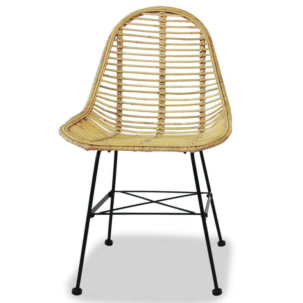 Dining Chairs 2 pcs Natural Rattan