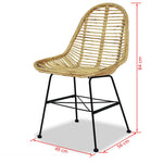 Dining Chairs 2 pcs Natural Rattan