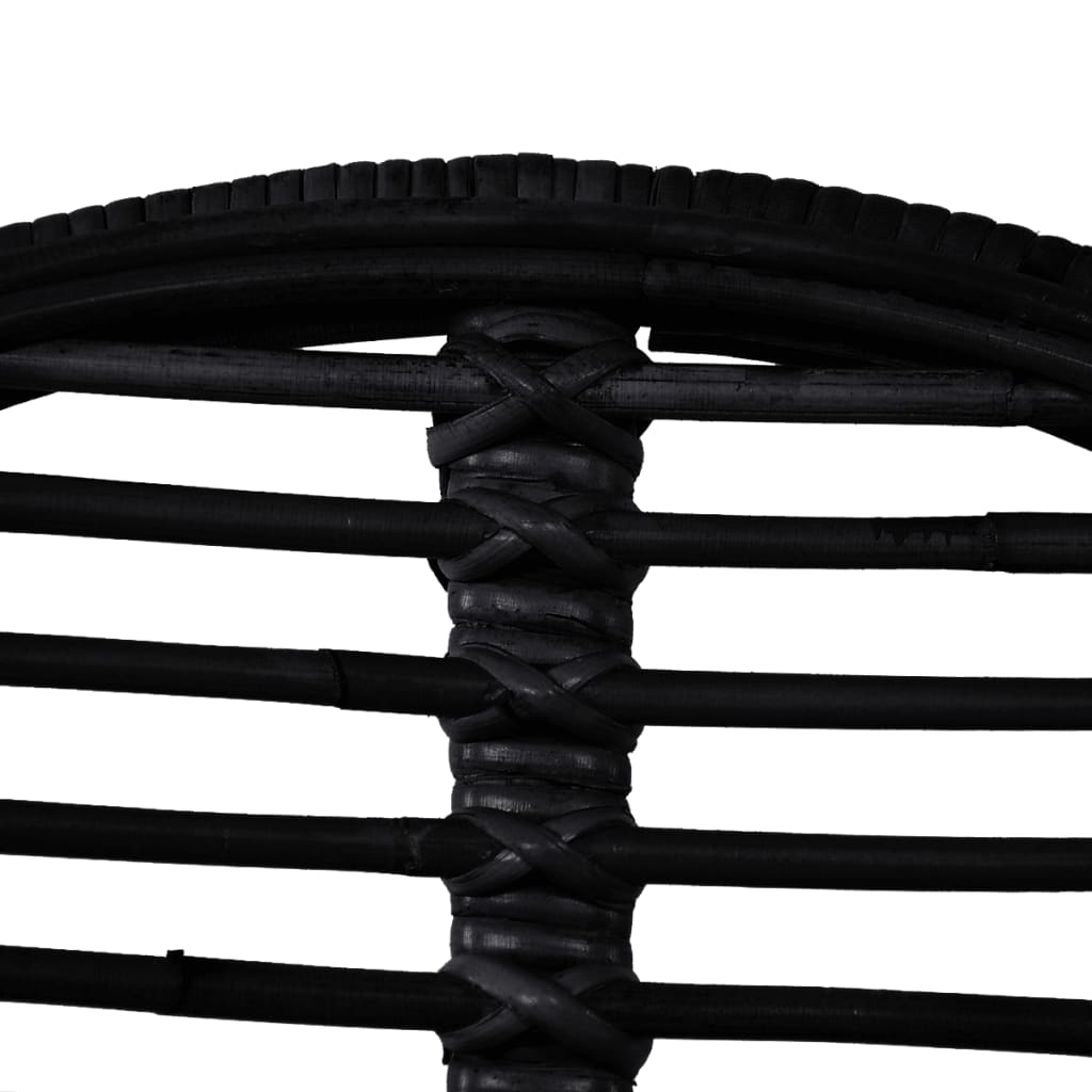 Dining Chairs 2 pcs Black Natural Rattan - 49×56×84cm