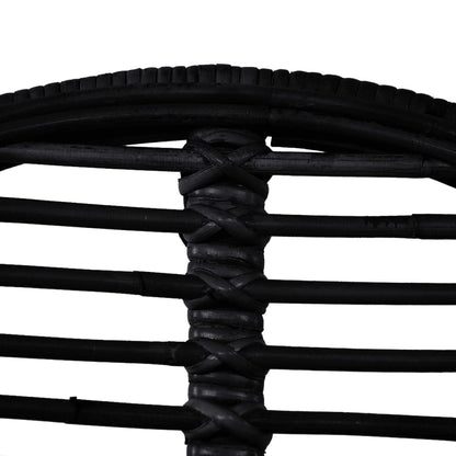 Dining Chairs 2 pcs Black Natural Rattan - 49×56×84cm