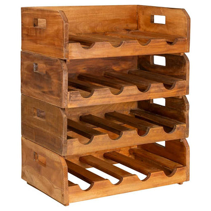 Wine Racks 4 pcs for 16 Bottles Solid Reclaimed Wood
