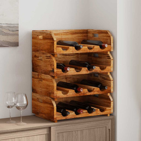  Wine Racks 4 pcs for 16 Bottles Solid Reclaimed Wood