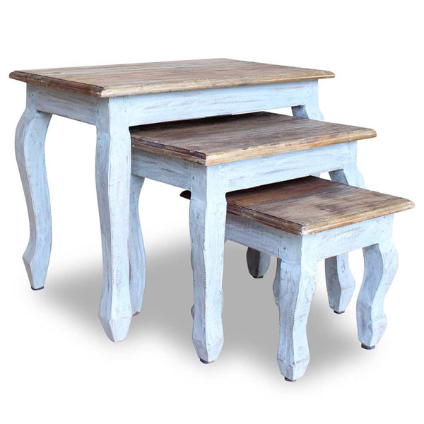  Nesting Table Set 3 Pieces Solid Reclaimed Wood