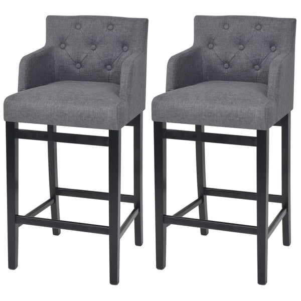  Bar Stools 2 pcs Dark Grey Fabric