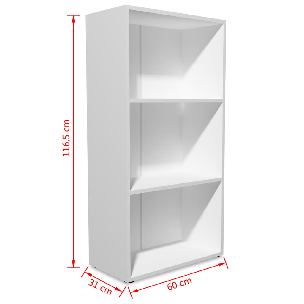 Bookshelf Chipboard White - 60×31×116.5cm