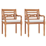 Batavia Chairs 2 pcs with Cushions Solid Teak Wood