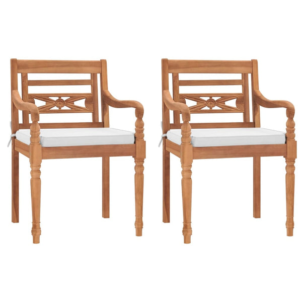  Batavia Chairs 2 pcs with Cushions Solid Teak Wood