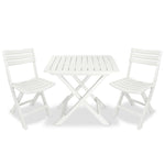 3 Piece Folding Bistro Set Plastic White