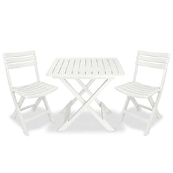 3 Piece Folding Bistro Set Plastic White