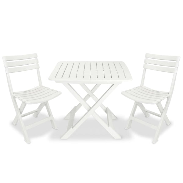  3 Piece Folding Bistro Set Plastic White