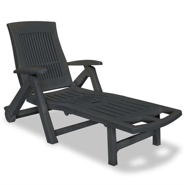  Sun Lounger with Footrest Plastic Anthracite