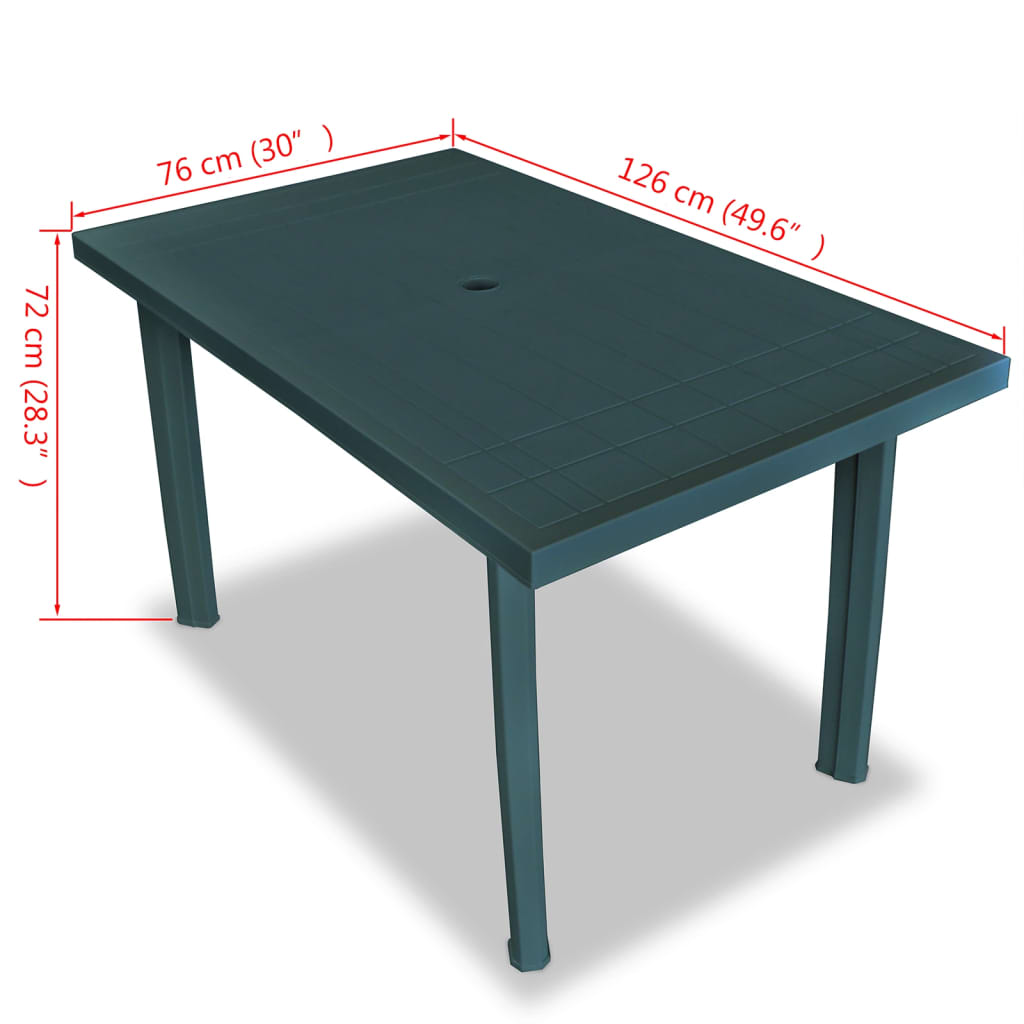 Garden Table Green Plastic - 126×76×72cm