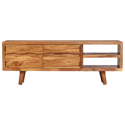 TV Cabinet Solid Acacia Wood with Carved Doors