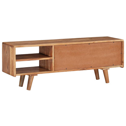 TV Cabinet Solid Acacia Wood with Carved Doors