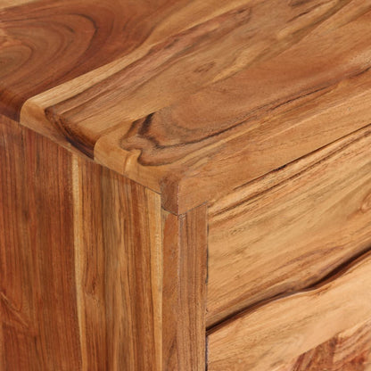TV Cabinet Solid Acacia Wood with Carved Doors