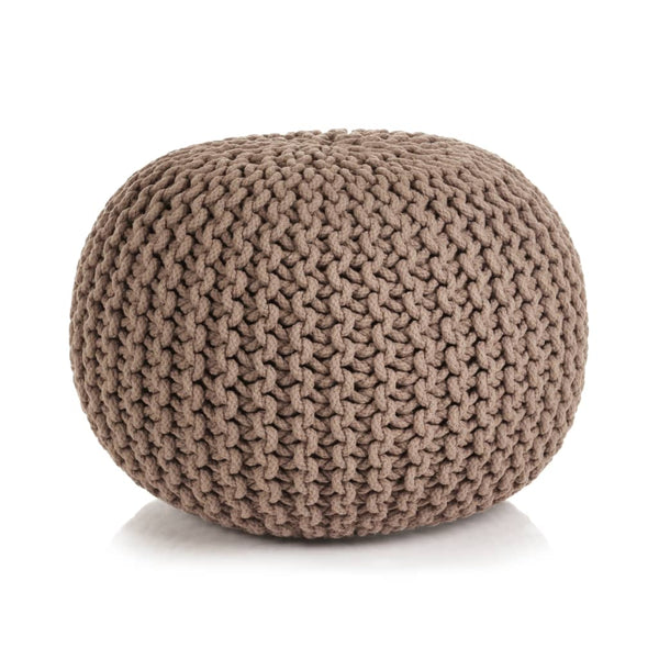  Hand-Knitted Pouffe Cotton Brown