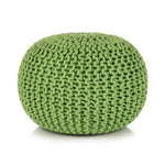 Hand-Knitted Pouffe Cotton Green