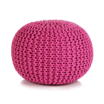 Hand-Knitted Pouffe Cotton Pink