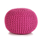 Hand-Knitted Pouffe Cotton Pink