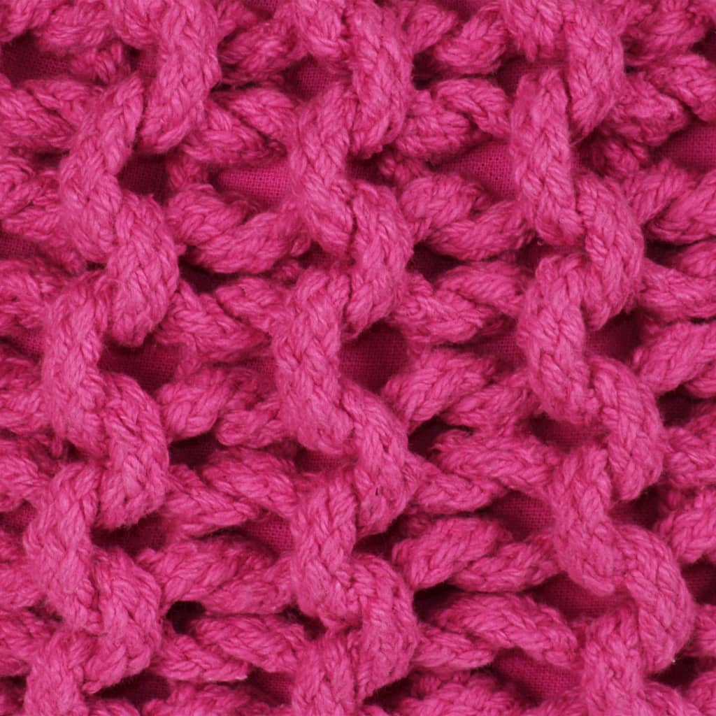 Hand-Knitted Pouffe Cotton Pink