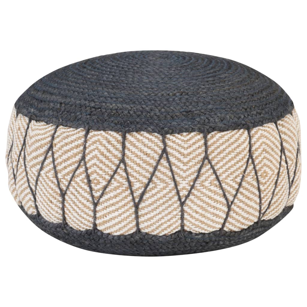 Woven/Knitted Pouffe Jute Cotton Blue