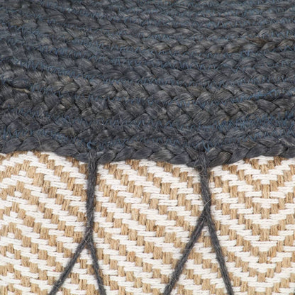 Woven/Knitted Pouffe Jute Cotton Blue