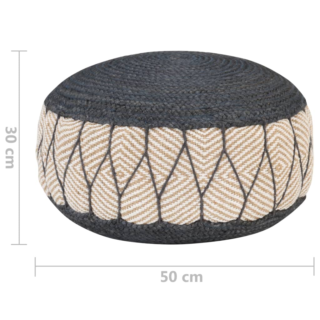Woven/Knitted Pouffe Jute Cotton Blue
