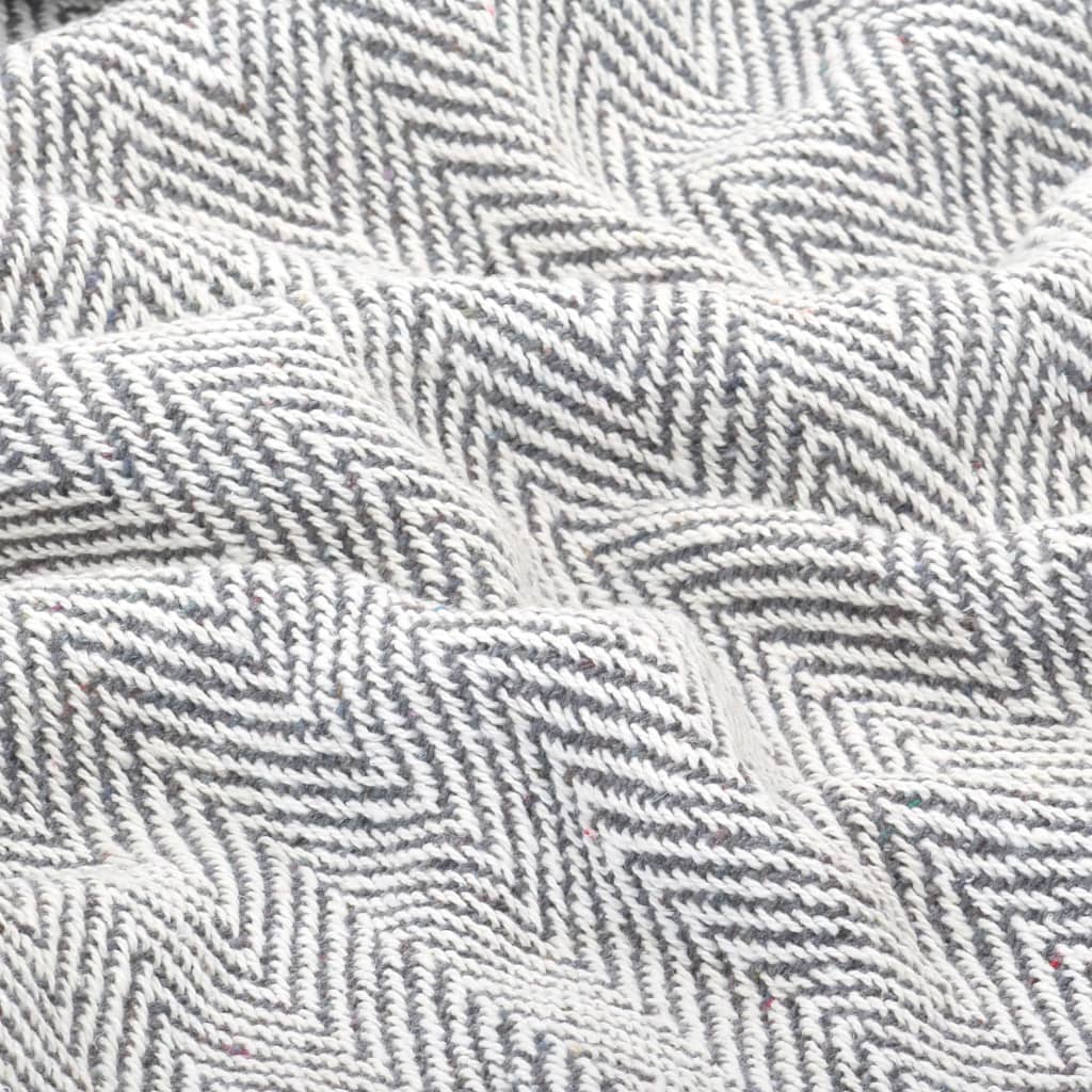 Throw Cotton Soft Herringbone Grey