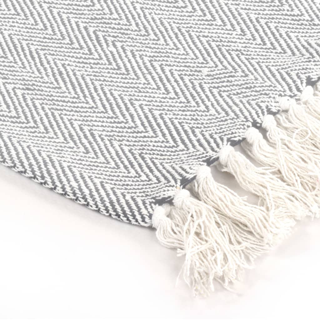 Throw Cotton Washable Herringbone Grey