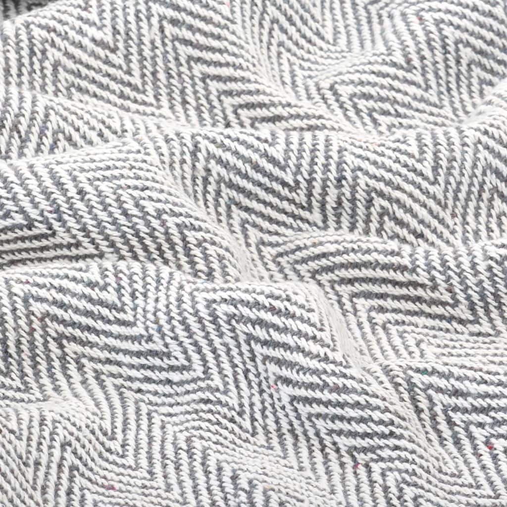 Throw Cotton Washable Herringbone Grey