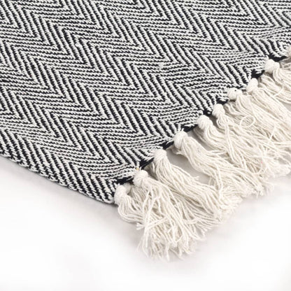 Throw Cotton HerringboneNavy Blue