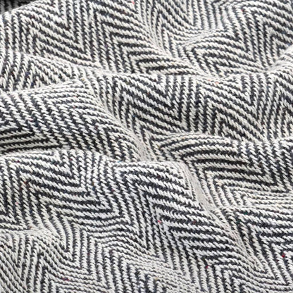 Throw Cotton Herringbone Navy Blue