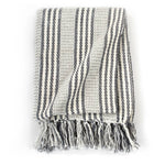 Throw Cotton Soft Stripes Grey and White