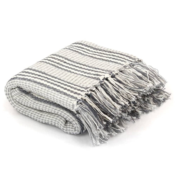  Throw Cotton StripesGrey and White