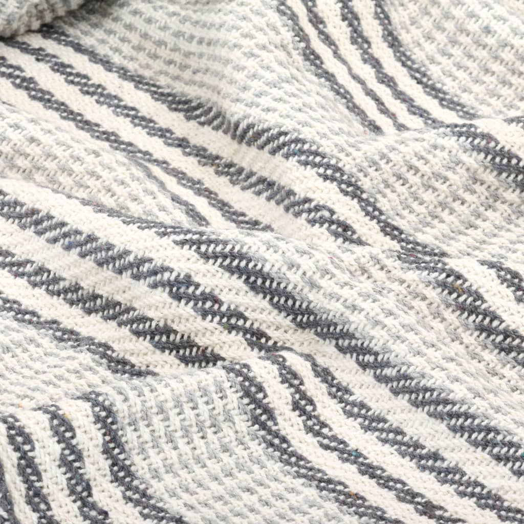 Throw Cotton Stripes Grey and White