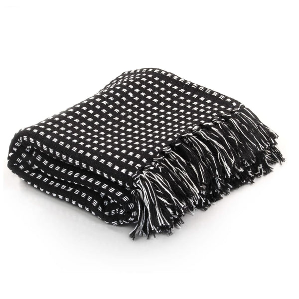  Throw Cotton Soft Squares Black